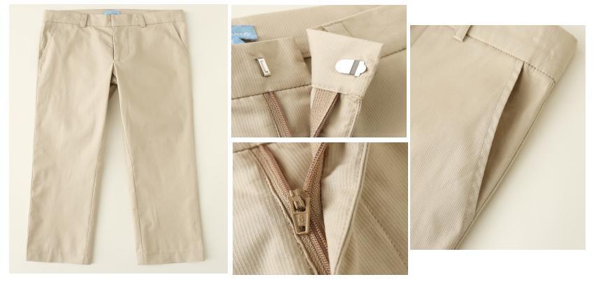 Toddle Kids Wear Boy Children Taupe Tan Color Woven Pant Clothing with Functional Front Fly and Pocket