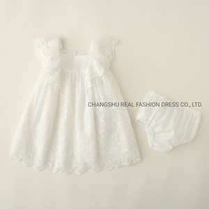 Newborn Baby Kids Children Fashion Clothing Infant Girl Woven Embroidery Dress with Lining