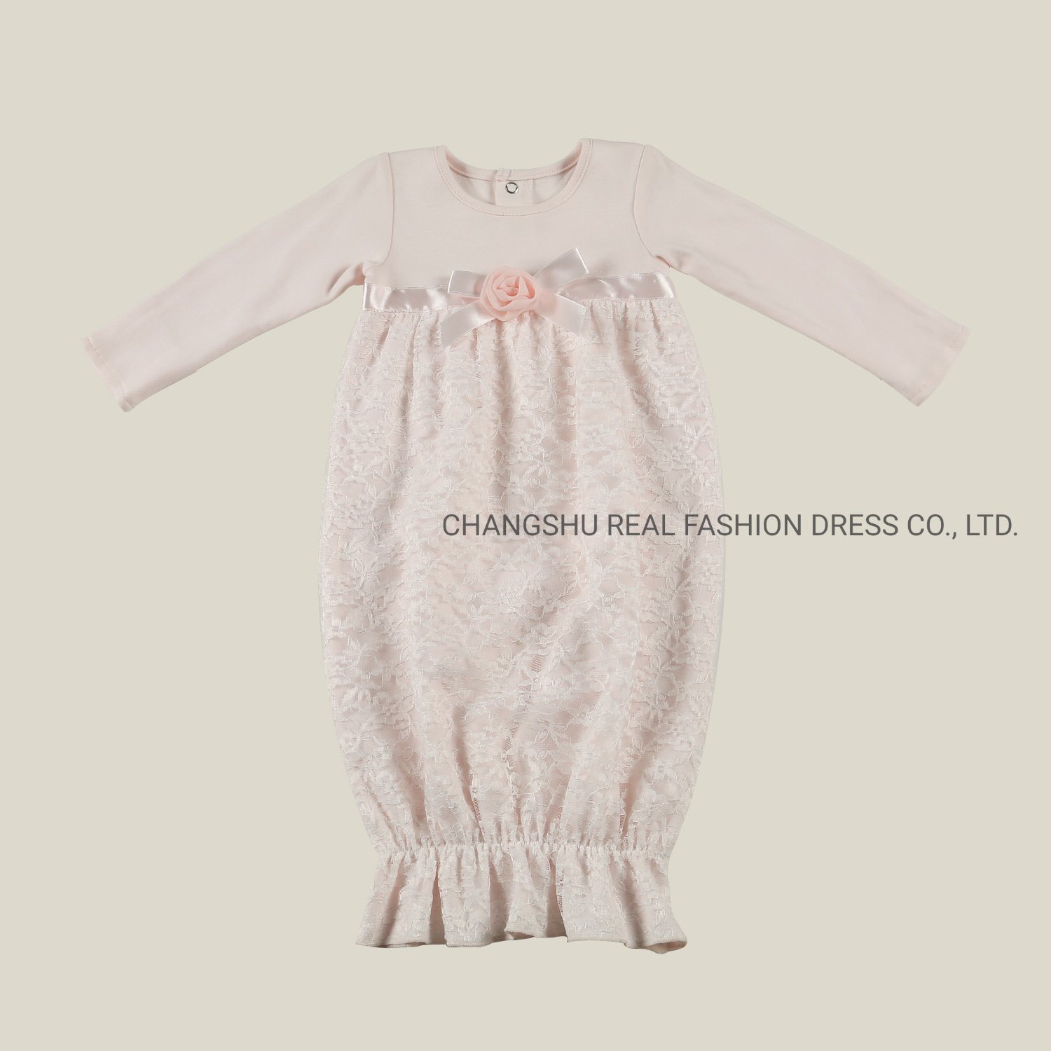 Newborn Baby Fashion Clothing Infant Cute Knitted Bodysuit Dress with Back Placket