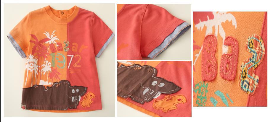 Boy Girl Baby Orange Yellow Brown T Shirt Clothes with Print and Applique