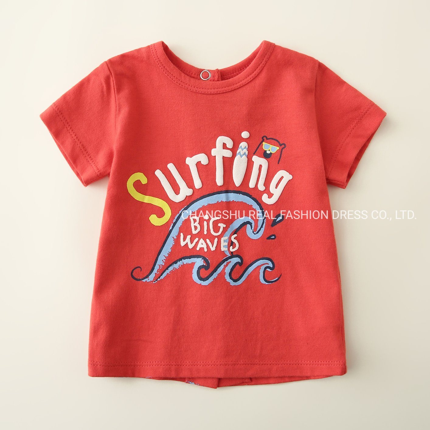 Boy Girl Baby Top Clothes T Shirt Clothes with Print and Back Snap Placket