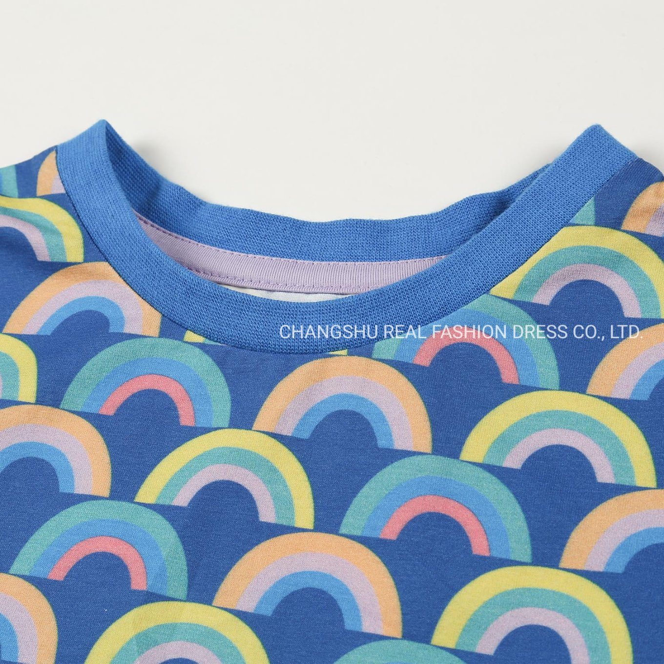 Toddle Children Fashion Clothing Boy Kids Knitted Blue Rainbow Print T Shirt Wear