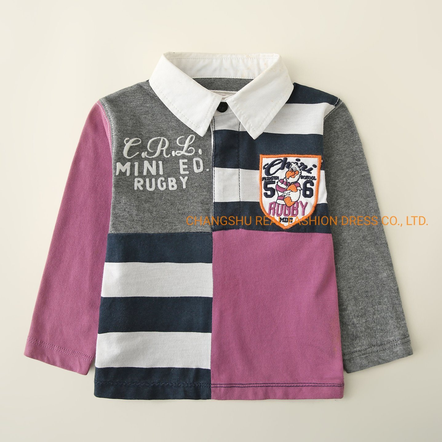 Children Clothes Boy Knitted Shirt with Embroidery Applique