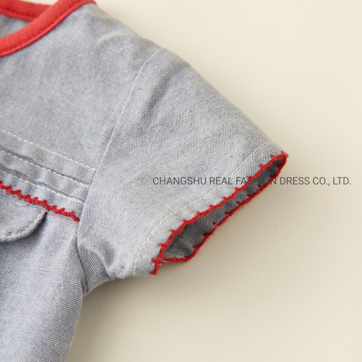 Infant Boy Girl Baby Woven Chambray Romper with Printing Clothes