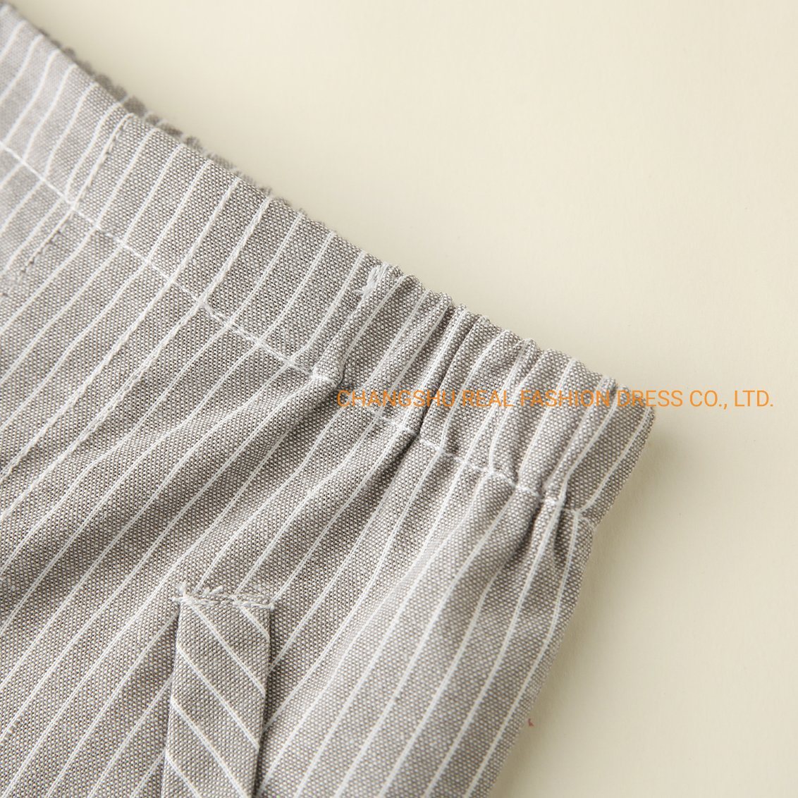 Infant Children Clothes 2022 Boy Woven Striped Pant Without Front Fly