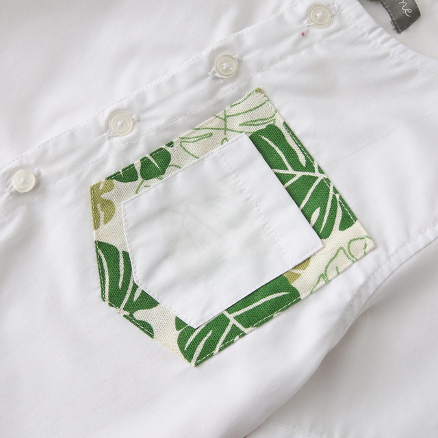 Boy Woven Suit Clothes with T-Shirt Made of Pocket and Print Short Made of Waistband Loop