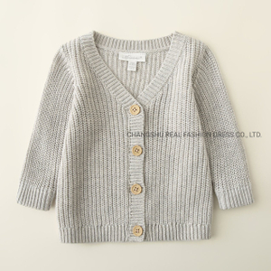 Infant Kids Baby Clothes Boy Knitted Cardigan Sweater with Front Placket and Button