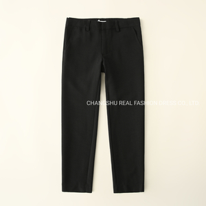 Children Clothes Boy Kids Woven Black Cotton Spandex Pant Wear with Functional Front Fly