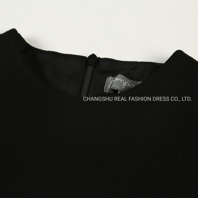 Girl Children Knitted Black Upper and Woven Plaid Dress Clothes with Invisible Zipper