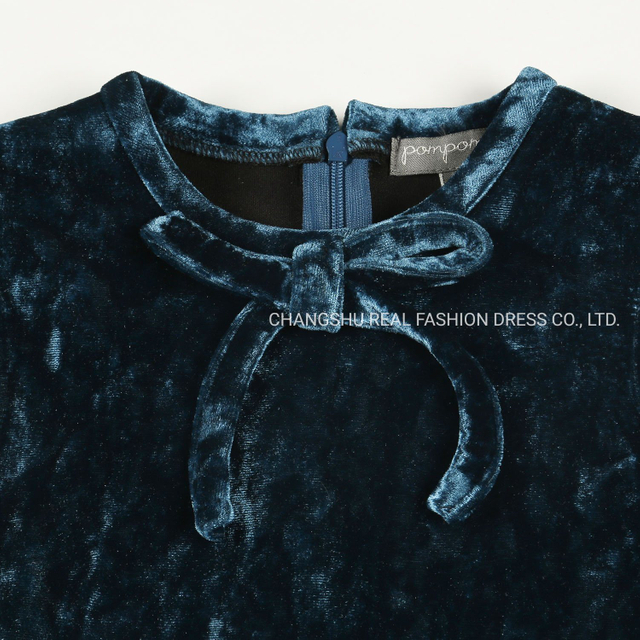 Toddle Children Fashion Clothing Girl Kids Woven Velour Dress Wear with Back Zipper