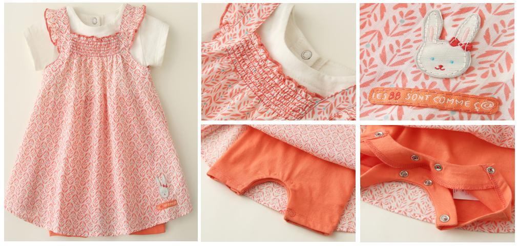 Newborn Baby Orange Leaf Print Dress Wear with Ivory Top and Orange Panty