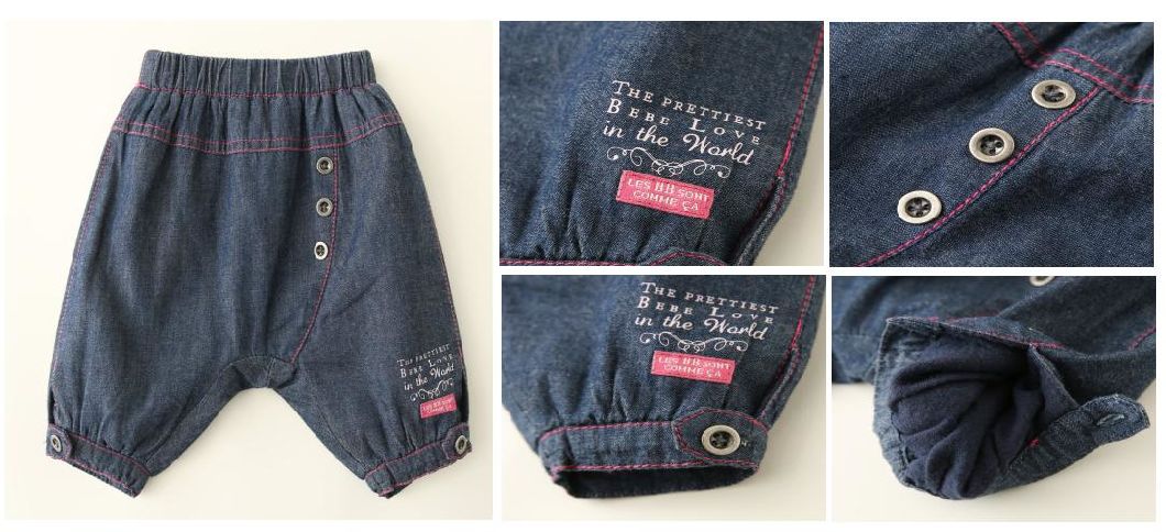 Nice Baby Clothing Girl Children Denim Blue Pant Wear with Hem