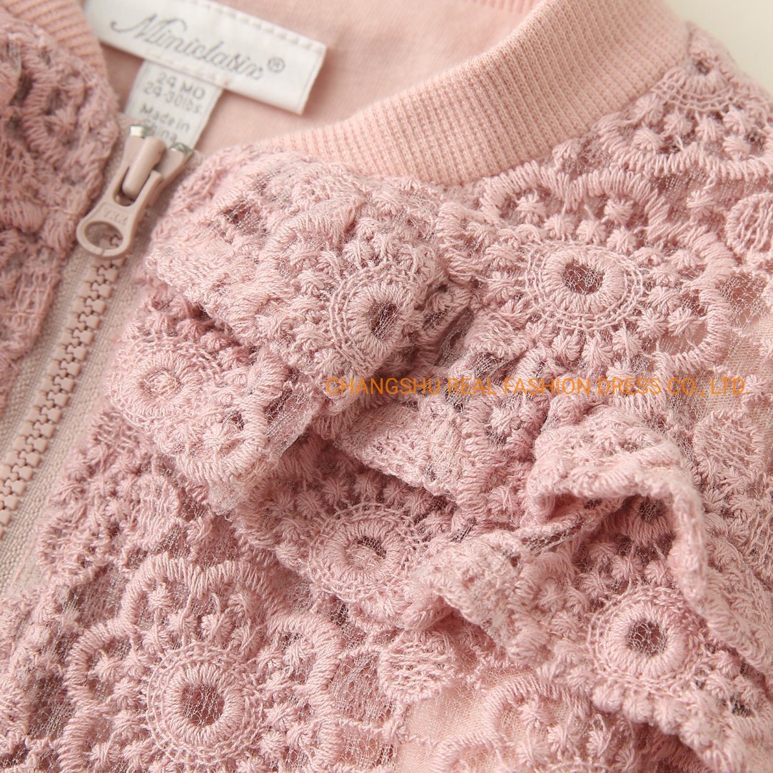 2022 Girl Baby Knitted Jacket Clothing with Embroidery Fabric and Cotton Lining Plastic Zipper