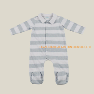 Baby Kids Children Infant Knitted Wide Striped Footed Coverall Romper for Boy Girl