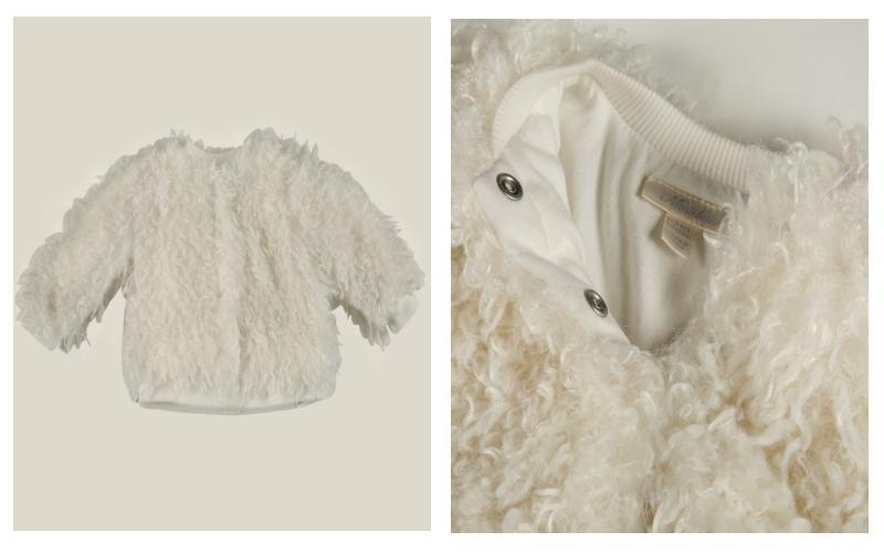 Infant Baby Kids Children Clothes Girl Woven Faux Fur Jacket with Knitted Cotton Lining