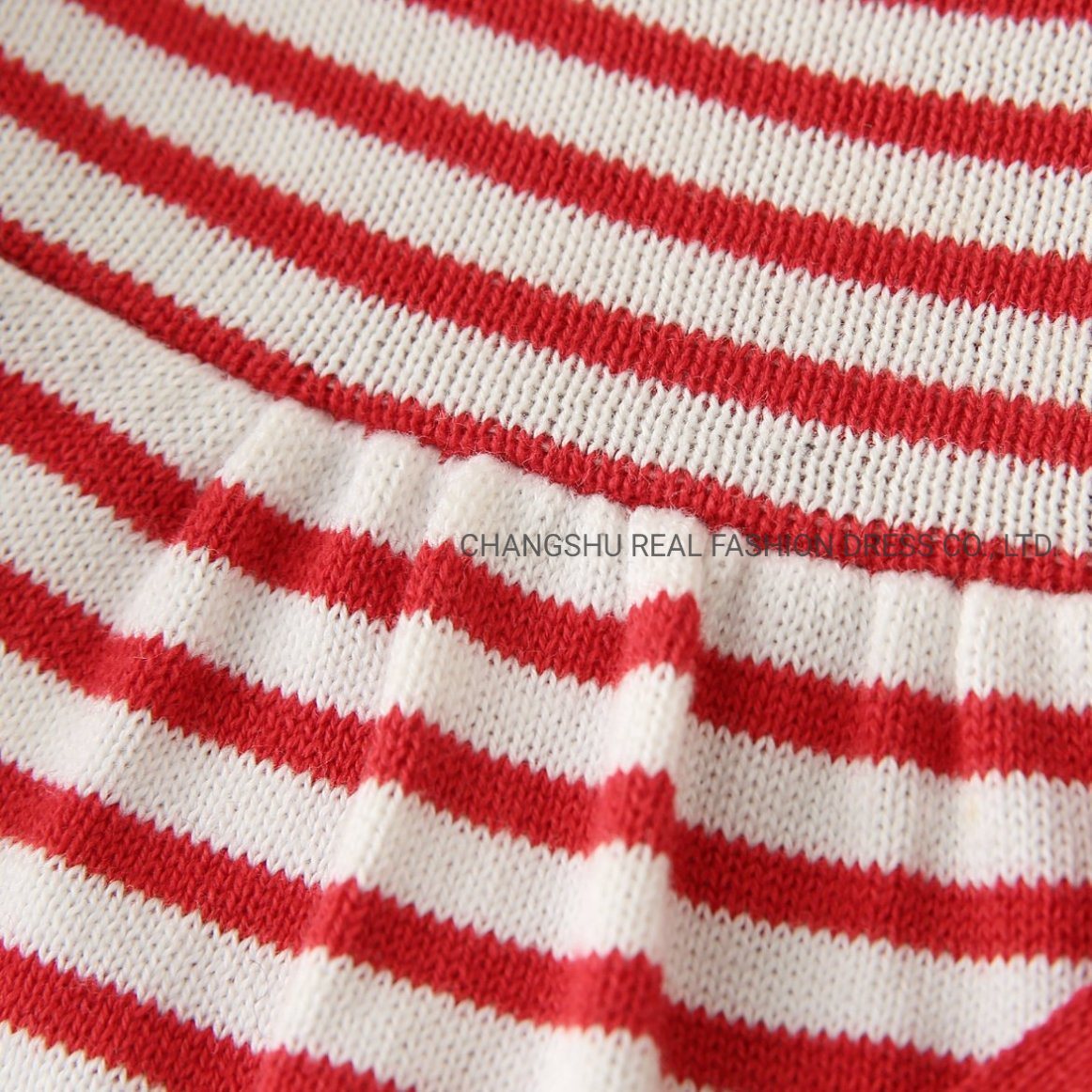 Infant Baby Clothes Girl Red White Sweater with Bow and Shoulder Snap