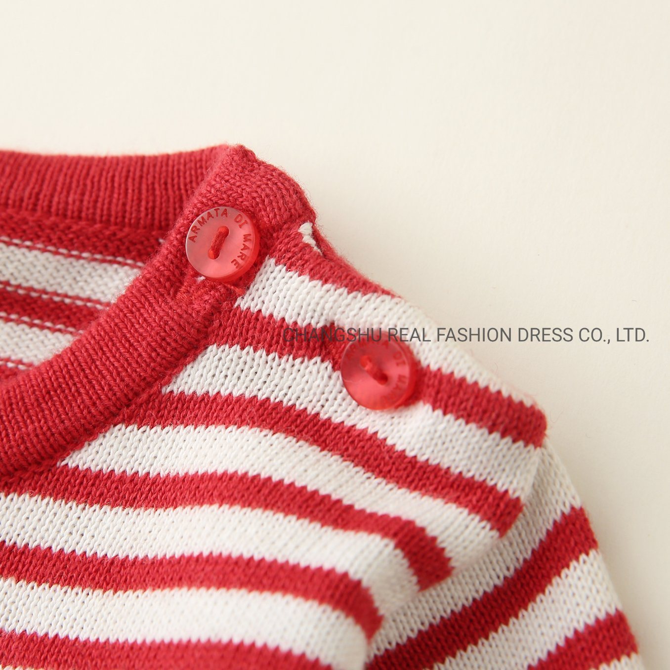 Infant Baby Clothes Girl Red White Sweater with Bow and Shoulder Snap