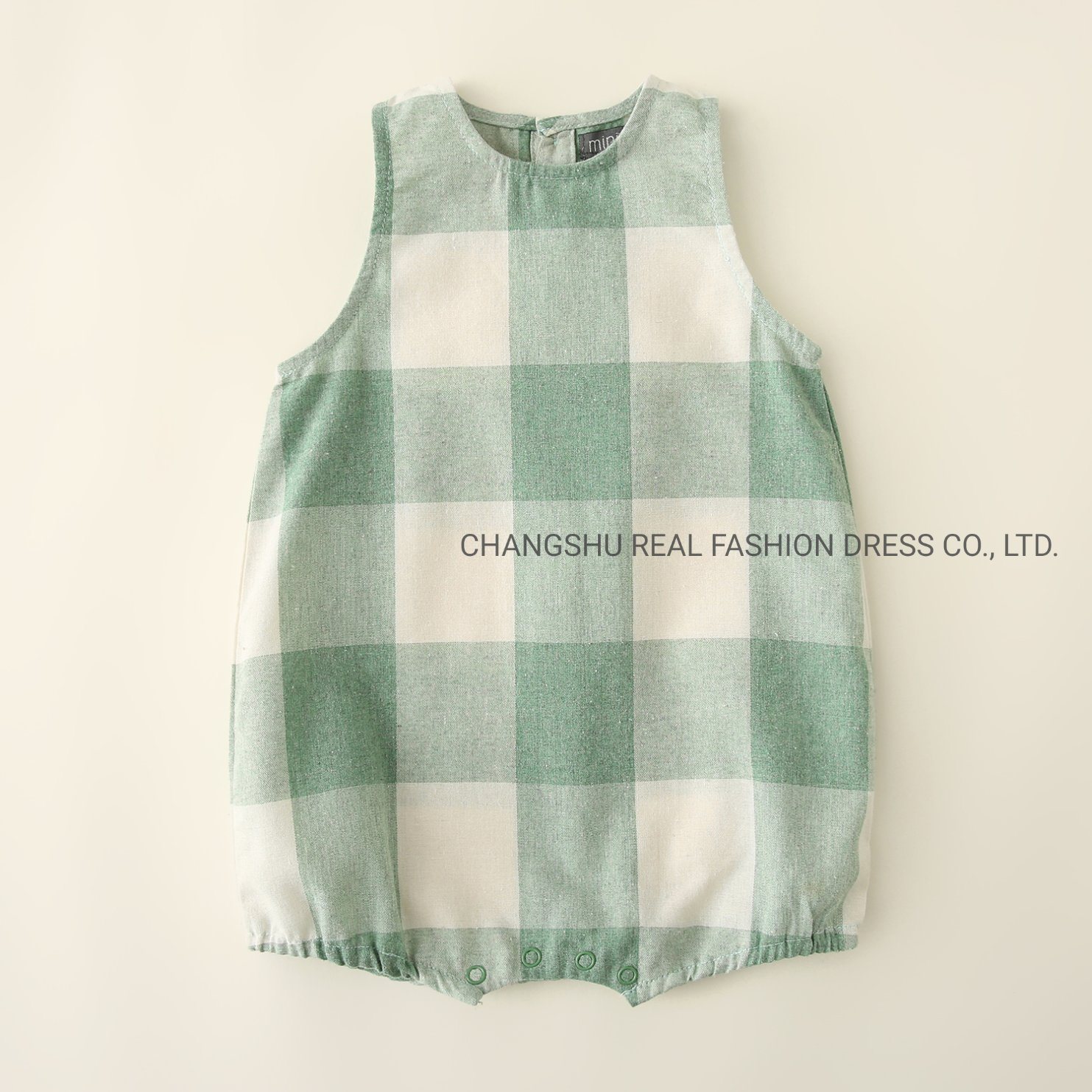 Infant Boy Girl Baby Woven Plaid Romper with Elastic Cuff Clothes