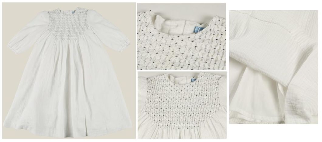 Toddle Baby Fashion Clothing Girl Woven Dress Made of Special Smoking on Front