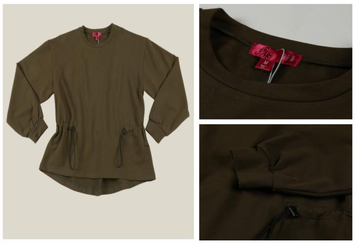 Children Clothes Girl Kids Knitted Mustard Green Top with Waistband Cord