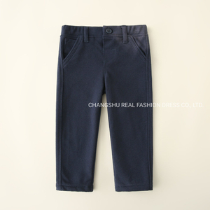 Kids Wear Boy Children Dark Navy Woven Pant Clothing with Functional Front Fly and Pocket