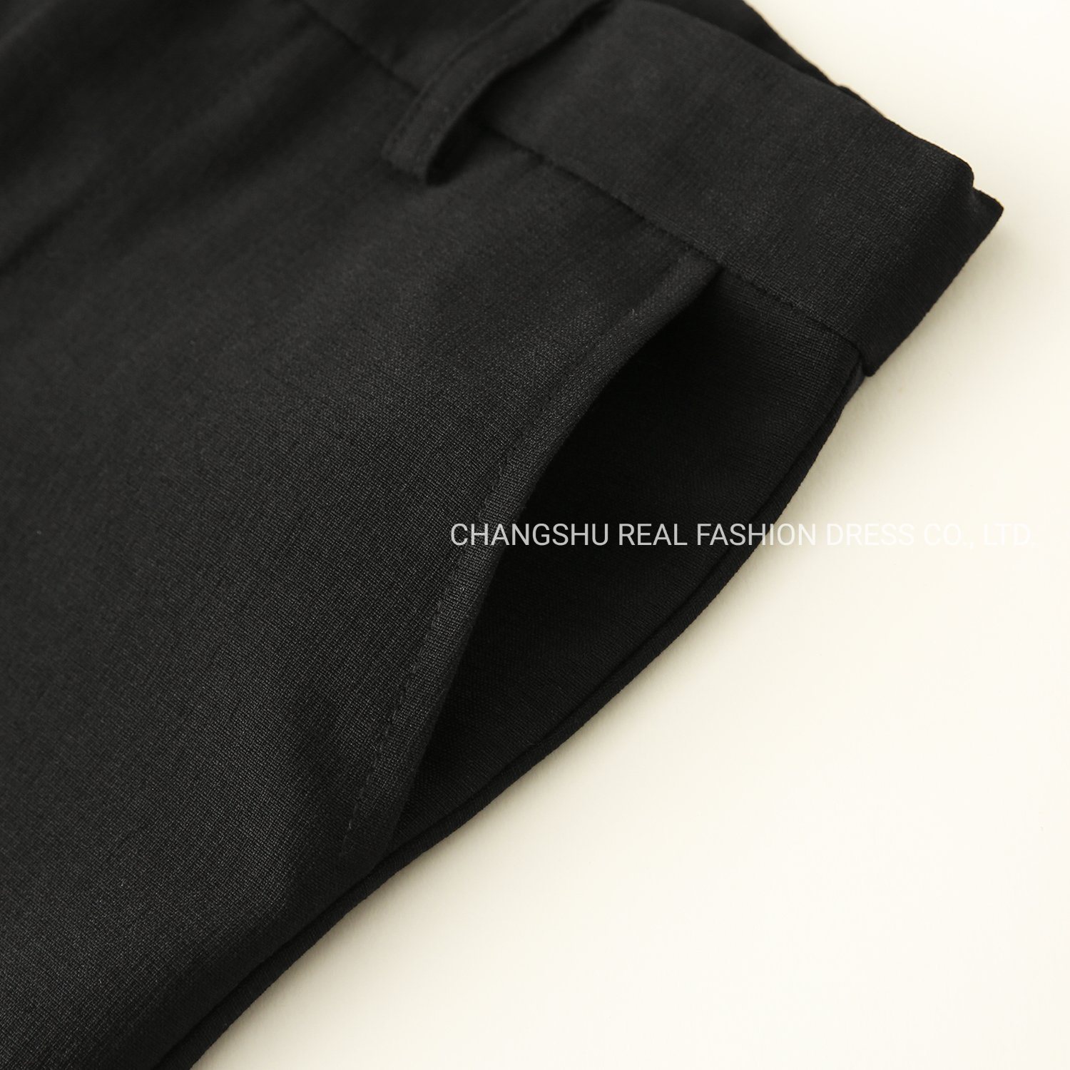 Children Clothes Boy Kids Woven Black Cotton Spandex Pant Wear with Functional Front Fly