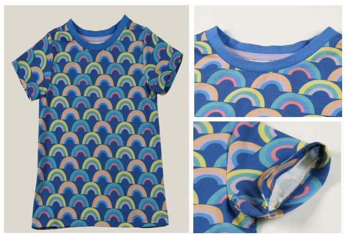 Toddle Children Fashion Clothing Boy Kids Knitted Blue Rainbow Print T Shirt Wear