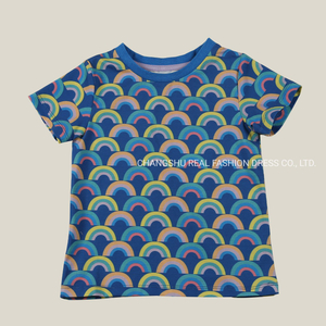 Toddle Children Fashion Clothing Boy Kids Knitted Blue Rainbow Print T Shirt Wear