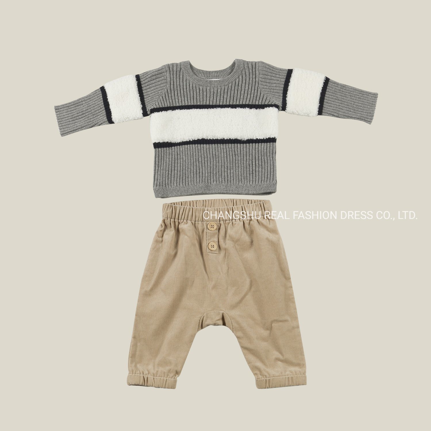 Infant Boy Baby Clothes Kids Knitted Sweater and Woven Pant Suit Clothes