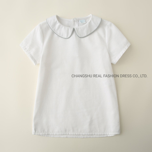 Children Clothes Boy Woven T Shirt with Piping Collar