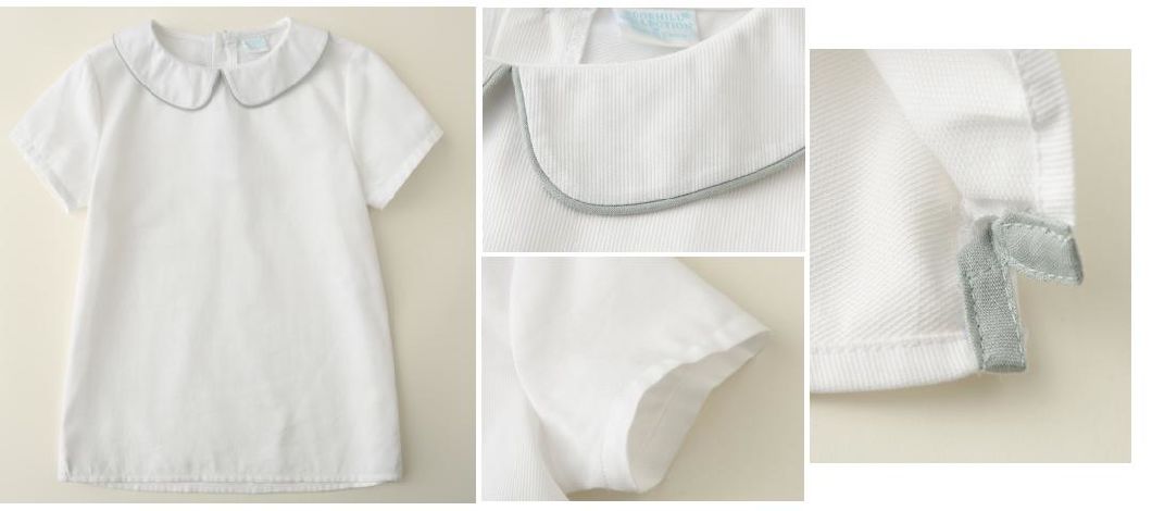 Toddle Kids Wear Boy Children Woven White T Shirt Clothing with Piping Collar