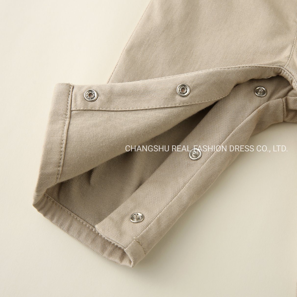 Boy Baby Taupe Tan Pant Clothes with Functional Metal Button Zipper Fly and Elastic Waistband