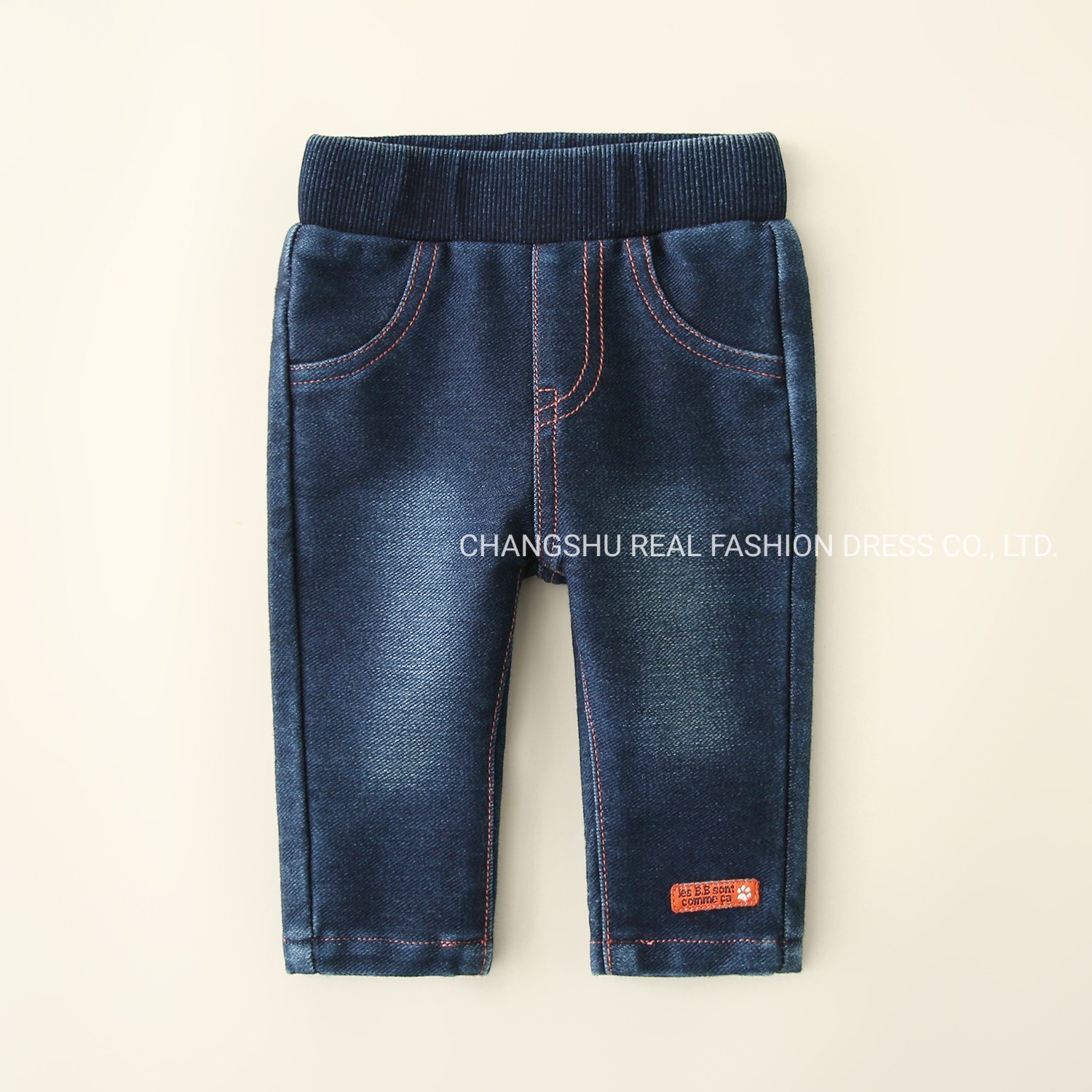 Newborn Children Clothing Infant Baby Knitted Denim Pant Wear Made of Ribbed Waistband