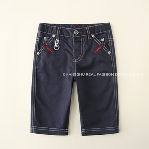 Boy Kids Navy Woven Straight Leg Pant Clothes Made of Decorative Metal Trims and Contrast Stitching