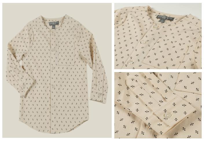 Toddle Children Clothing Boy Kids Woven Beige Black Symbol Print Polo Shirt Wear