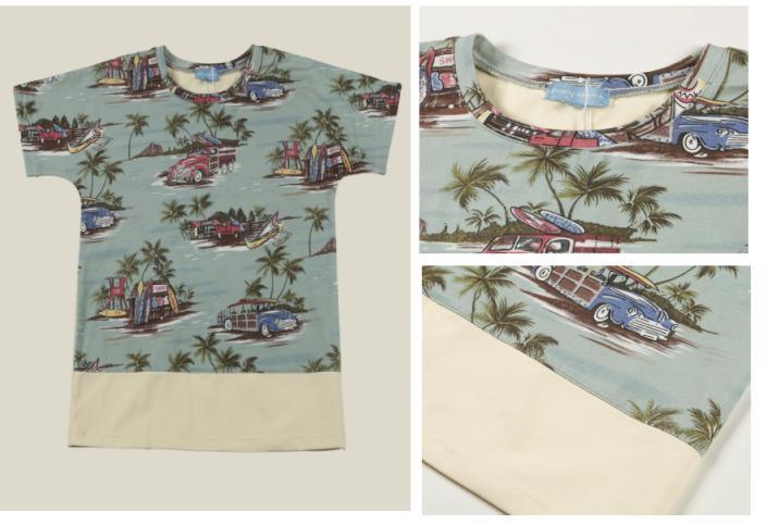 Boy Toddle Kids Fashion Woven Green Print T Shirt Wear with Tan Bottom